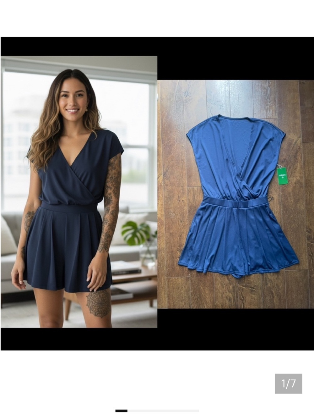 NWT Halara Surplice V Neck Romper Jumpsuit. Stretchy. Pockets. Medium.